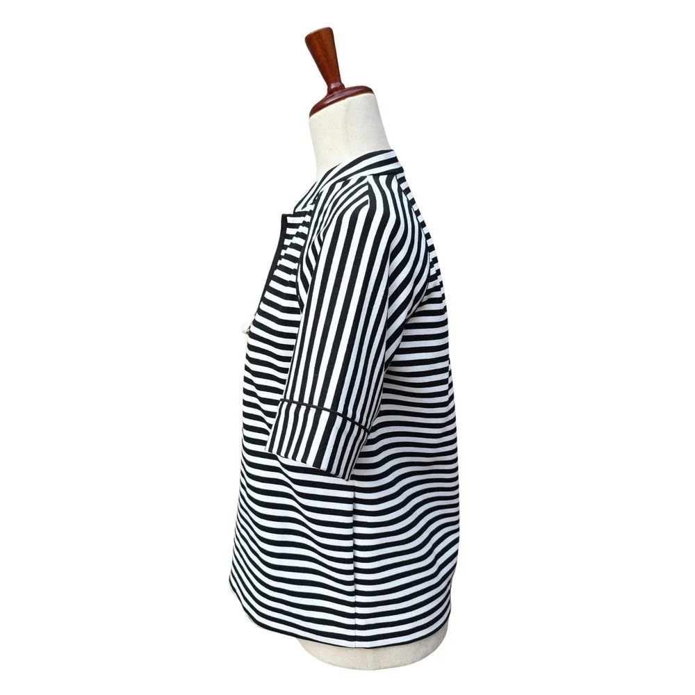 Lafayette 148 Jacket Small Petite Striped Short Sleeve Minimalist‎ Quiet Luxury